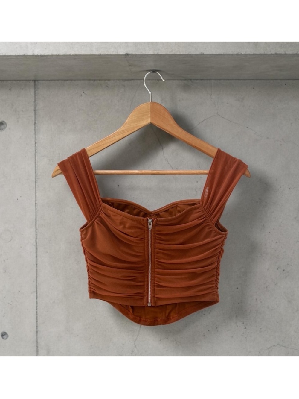 Women’s SHEIN Square Neck Cropped  Top - Rust Brown! Small! - Picture 3 of 8